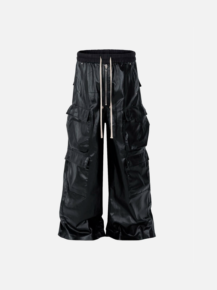 Calça Baggy de Couro Preto Pitch Black