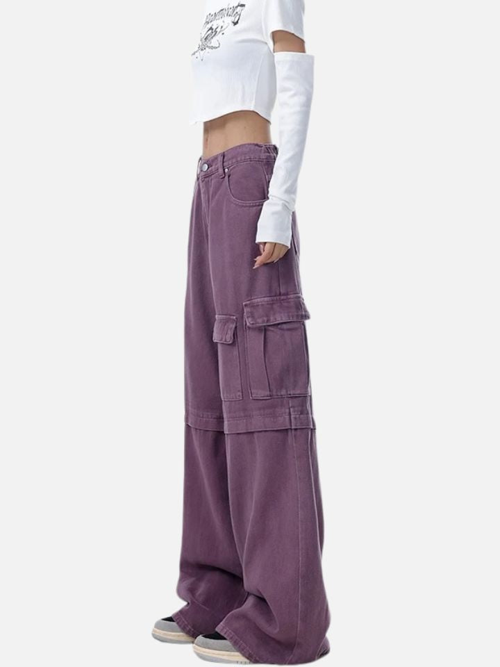 Calça Feminina Jeans Cargo 'Vintage Purple'