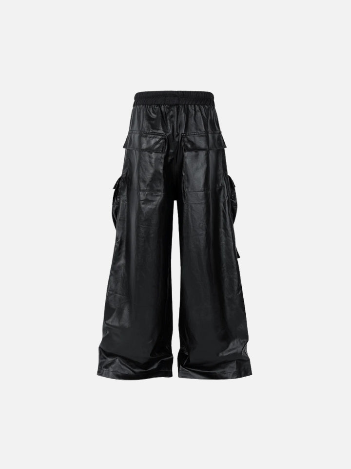 Calça Baggy de Couro Preto Pitch Black