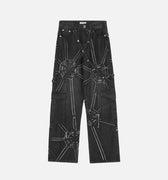 Calça Jeans Reta Preto 'Spider Web'