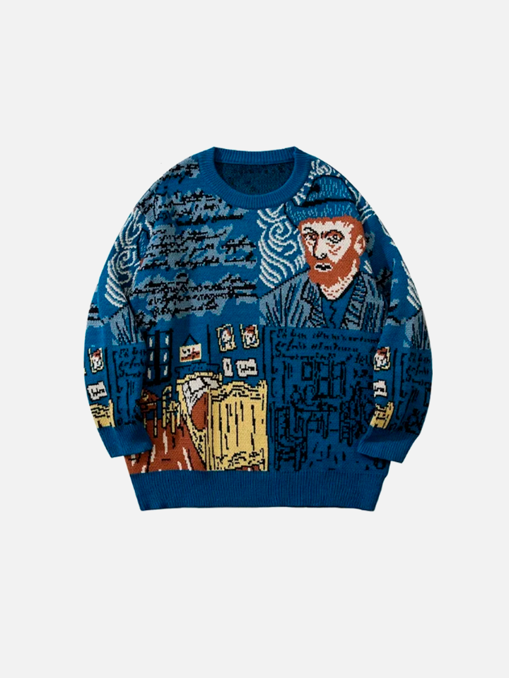 Blusa Suéter Azul de lã 'Van Gogh'